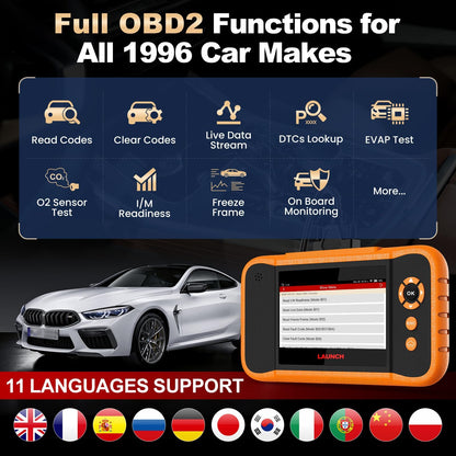 LAUNCH Creader Elite 2.0 FGC OBD2 Scanner,ECU Code, Bi-Directional Scan Tool for Ford, for GM, for Chrysler,100+ Reset, Full System Diagnose, FCA AUTOAUTH, AUTOVIN, Lifetime Free Update