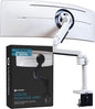 Heavy Duty Monitor Arm for Ultrawide Monitors up to 57" and 44 lbs, Single Desk Stand, Pneumatic Height Adjustable, Modular Extension Arms - Max VESA 100x100, White, MA20PW-S