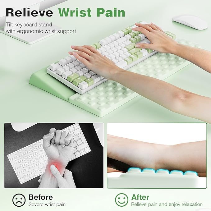 Ospelelf Keyboard Wrist Rest Comfortable Ergonomic Keyboard Stand Riser Holder Pad for Office Home