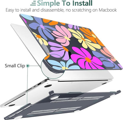DONGKE for M4 MacBook Pro 16 Inch Case 2024 2023 2021 A3403 A3186 M3 A2991 M2 A2780 M1 A2485 Pro/Max Chip, Plastic Hard Shell Case & Keyboard Cover for Mac Pro 16 with Touch ID, Power Flowers