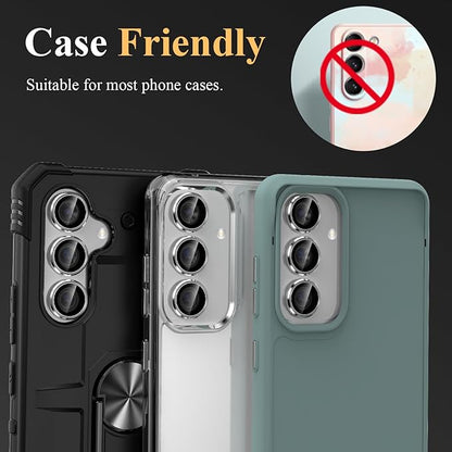 YWXTW Camera Lens Protector for Samsung Galaxy S24 / S23 / S23 Plus, [NOT for S24 Plus] 9H Tempered Glass Metal Individual Ring Camera Screen Protector for S24 Accessories (Silver)