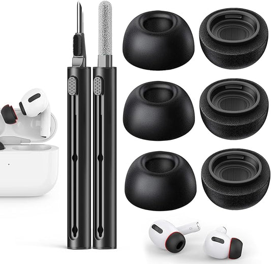 Pohgelan Memory Foam Replacement Ear Tips for AirPods Pro 2nd/1st-Balck
