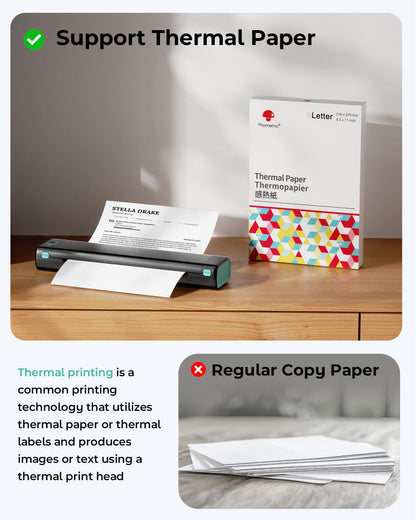 Phomemo Portable Printers Wireless for Travel - Bluetooth Thermal Printer Supports 8.5" X 11" Letter, Inkless Printer Compatible with Phone Laptop for Home Use Car School Office, Come with Carry Case