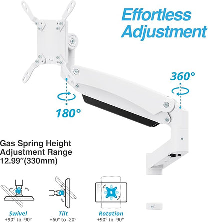 AVLT Single 57 Inch Heavy Duty Monitor Arm Add-On Kit for Pole Top Mount-White, Fits 1.38" Pole, for Super Ultrawide Screen, Supports 59.5lbs (27kg), VESA Compatible, Workspace Upgrade Extension Arm
