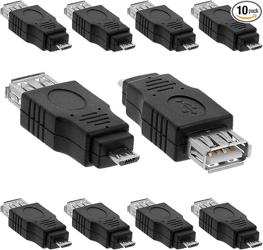 Cmple - [10 Pack Micro USB to USB Adapter Standard USB 2.0 A Female Jack to Micro B Male Plug OTG Connector Converter for Cameras Tablets Phones Dash Cams Transfer Photos to Computer