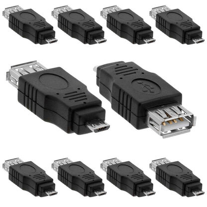 Cmple - Micro USB to USB Adapter Standard 2.0 A Female Jack to Micro B Male Plug OTG Connector Converter for Cameras Tablets Phones Dash Cams Transfer Photos to Computer - 10 Pack