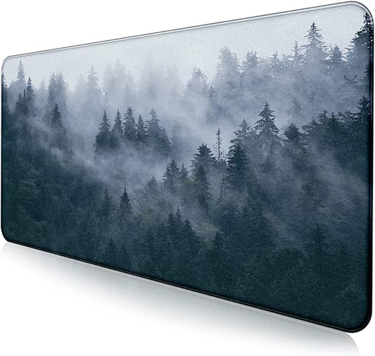 Gray Forest Mouse Pad with Seam Edge Design, Non Slip Rubber Keyboard Pad