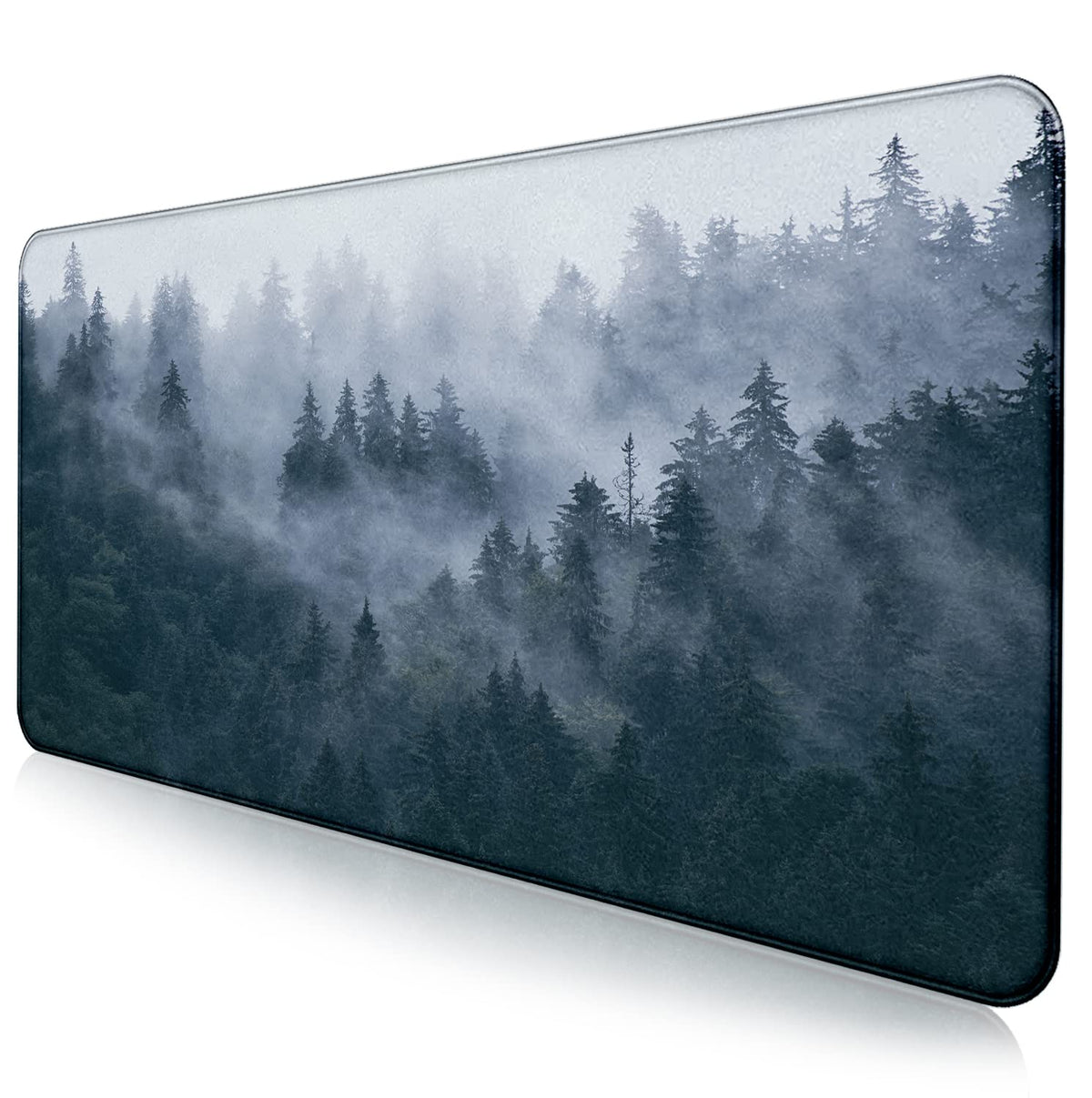 Gray Forest Mouse Pad with Seam Edge Design, Non Slip Rubber Keyboard Pad