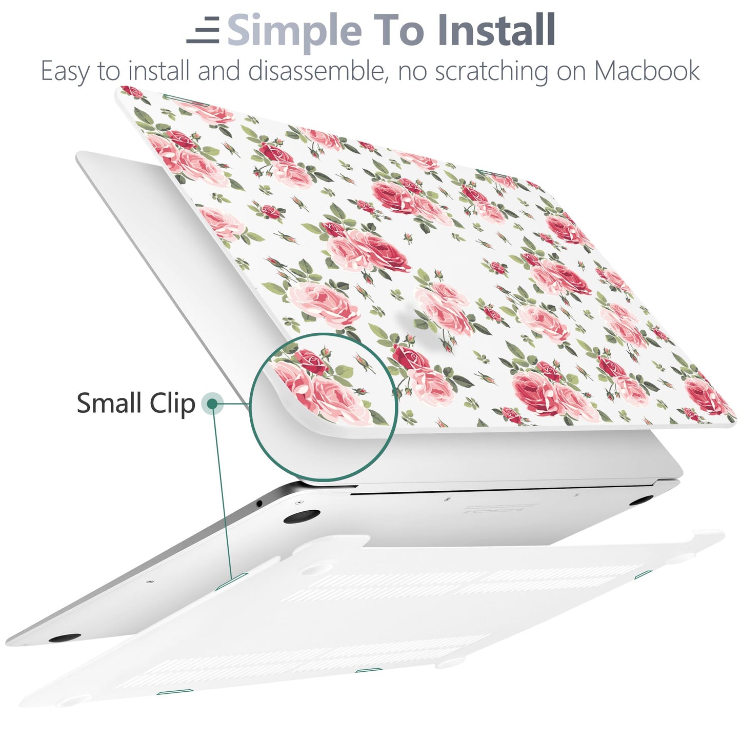 Batianda LumiArt Case for MacBook Air 13 inch 2018-2020, Pink Roses