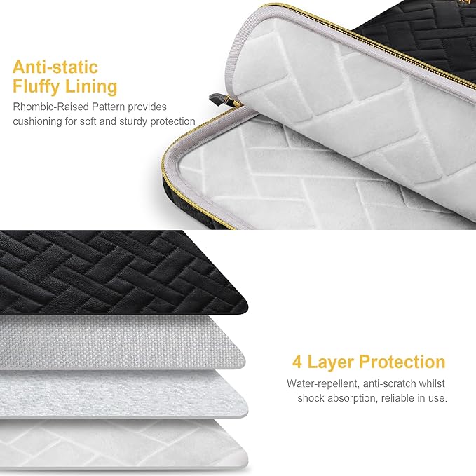 Lacdo 15-15.6 Inch Laptop Sleeve Case for Acer HP Dell ASUS Laptop, Acer Aspire 15, HP Pavilion/Envy 15, Dell Inspiron/Latitude 15, ThinkPad/IdeaPad 15, ASUS Vivobook 15 Computer Bag, Elegant Black