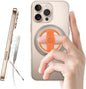 EWA MagOne 3rd Gen [Compatible with MagSafe] Phone Grip Stand with Finger Strap, Removable Magnetic Ring Holder Kickstand Loop for iPhone 16,15, 14, 13, 12 Series-(Gold-Orange)