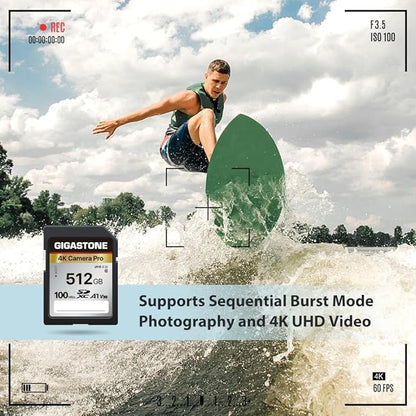 [5-Yrs Free Data Recovery] GIGASTONE 512GB SD Card with USB Type C Card Reader, 4K Camera Pro, A1 V30 U3 SDXC Memory Card Compatible with Canon Digital Camera, with 1 Mini case