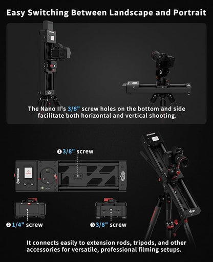 IFOOTAGE Shark Slider Nano II-660 (26 inch) Motorized Camera Shark Slider,Mobile APP/IPS Touch Screen Control,360°Panoramic Shooting,Ultra-Silent,Load up to 7.7lbs