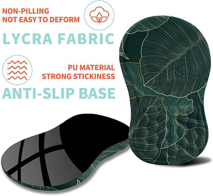 Ergonomic Mouse Pad Wrist Support with Memory Foam Massage Bulge, Carpal Tunnel Pain Relief Mousepad Wrist Rest for Mouse(12x8 inch, Leaves)