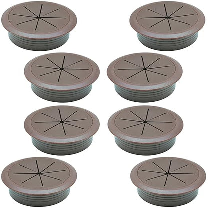 Desk Grommet 2" (50 mm), Desk Hole Cover for Cables Coffee, Cable Grommet ABS Plastic, Desk Hole Grommet for Office and Home Table Cable, Detachable & Flexible Cable Cord Organizer-8 Pcs