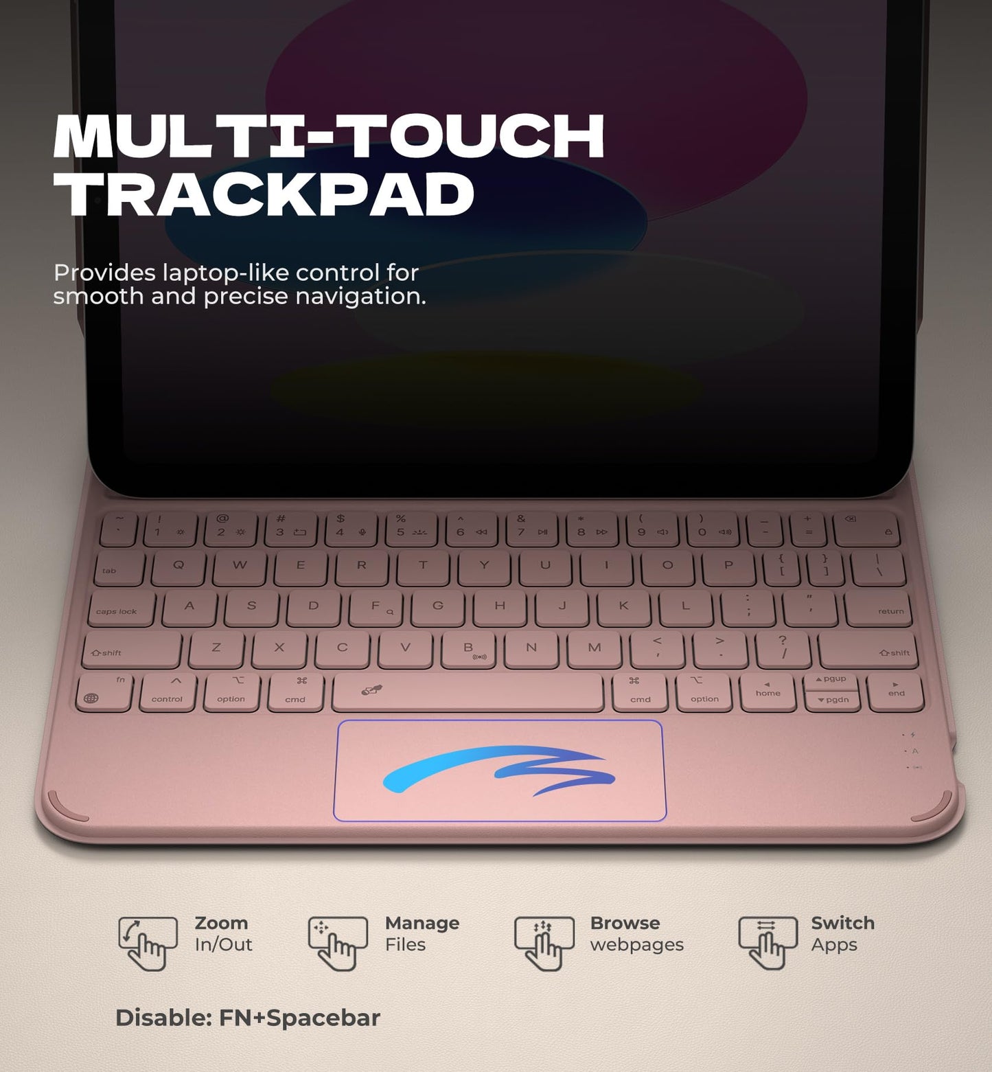 Dexnor for iPad (A16) 11th/10th Generation Case with Keyboard Ultra-Thin Magnetic Folio Keyboard Case Trackpad Pencil Holder Backlit Rechargeable for iPad A16 11" 2025/10th Gen 10.9" 2022, Pink