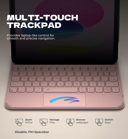 Dexnor for iPad (A16) 11th/10th Generation Case with Keyboard Ultra-Thin Magnetic Folio Keyboard Case Trackpad Pencil Holder Backlit Rechargeable for iPad A16 11" 2025/10th Gen 10.9" 2022, Pink