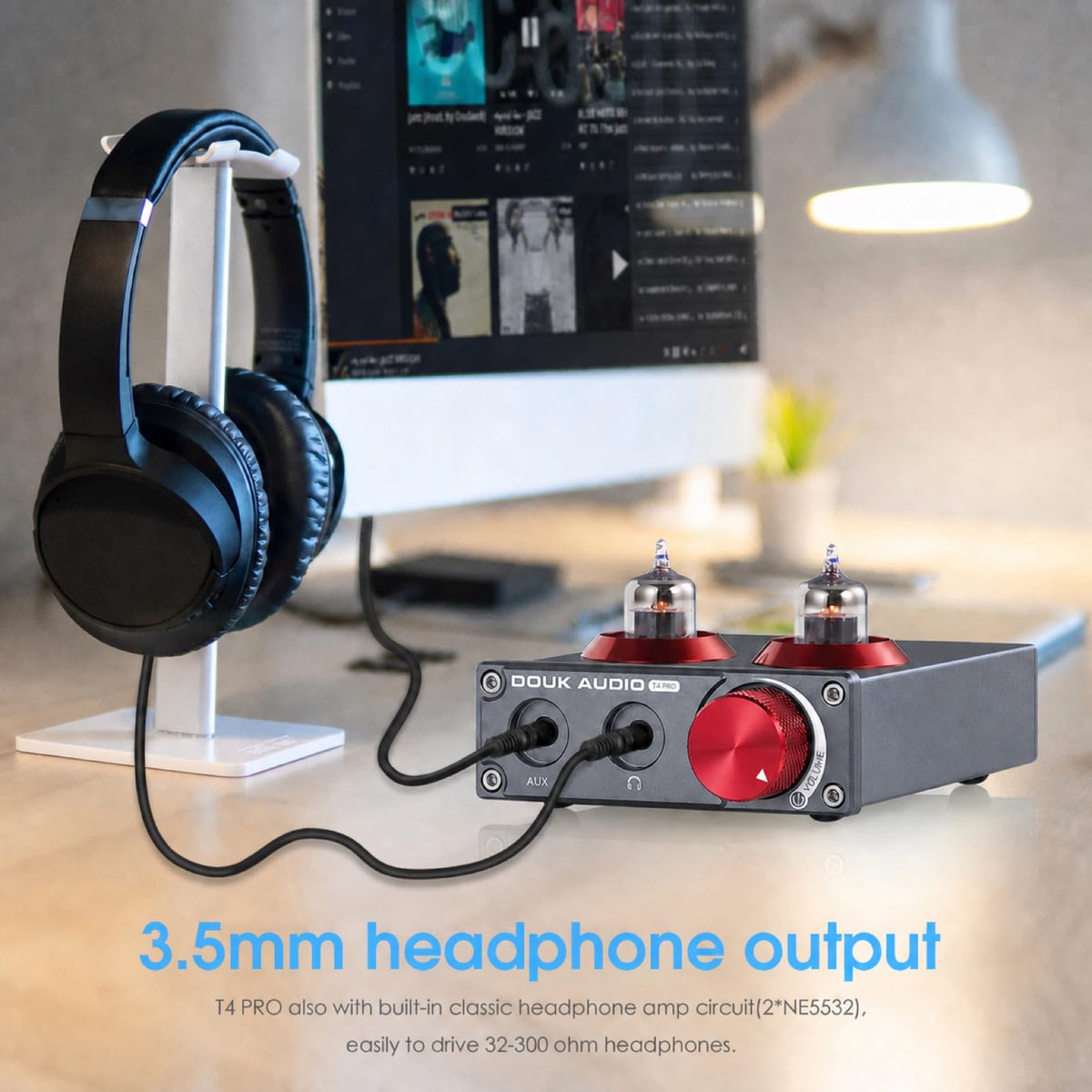 Douk Audio Tube Phono Preamp: 6CS6 Headphone Amp for Turntable (T4 PRO)