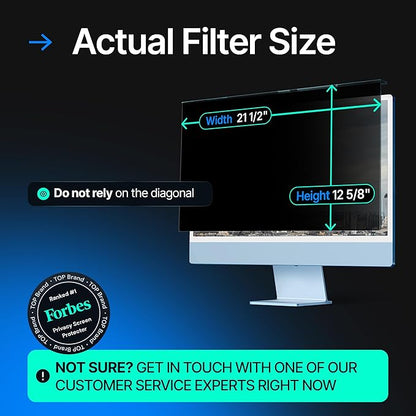 Acrylic 24 Inch Computer Privacy Screen Filter Compatible with 24 inch iMac (2021, 2022, 2023, 2024, M1, M3, M4) - 21.5" x 12.6" (547 x 320mm) - Monitor Frame Hanging Type
