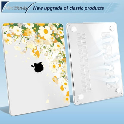 Compatible with MacBook Air 15 inch Case, M4 A3241/M3 A3114/M2 A2941 (Released 2025 to 2023), Hard Shell, Keyboard Cover, Screen Protector, Webcam Cover & Type-C Adapter, Scatter Daisies