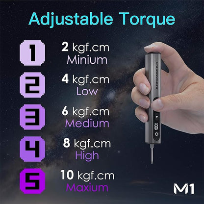 AM ARROWMAX 7.4V Mini Electric Screwdriver & Removable Angle Screw, Precision Electric Screwdriver Set, 60 in 1 Magnetic Bit, 5 Torque Setting, 5/32''Hex, Repair Tools For Phone Camera Watch (M1 PLUS)