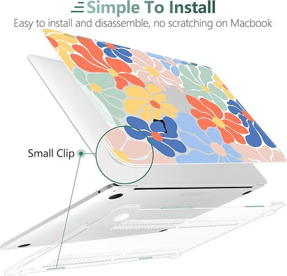 TWOLSKOO Compatible with MacBook Pro 13 inch Case 2023-2016 A2338 M2/M1 A2251 A2289 A2159 A1989 A1706, Plastic Hard Shell Cover & Keyboard Skin & Screen Protector, Chamomile Blue
