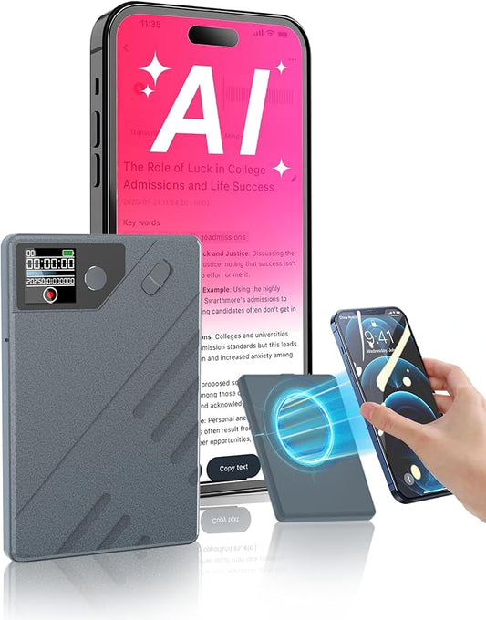 AI Voice Recorder, ChatGPT Transcribe & Summarize, 112 Languages Digital Voice Recorder, Noise Reduction Portable Dictaphone, 64GB HD Recording Device for Meetings, Lectures, Calls, Interviews