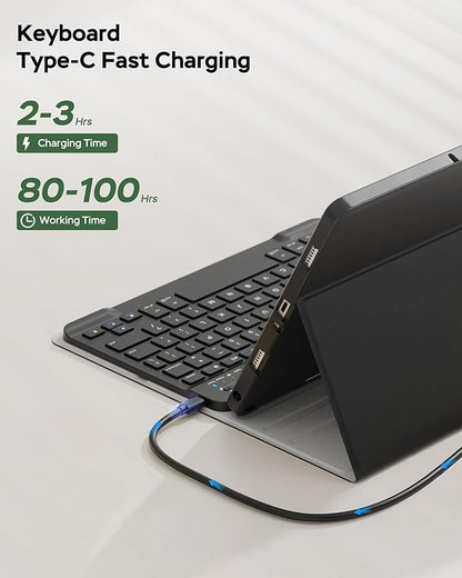 for Samsung Galaxy Tab A9 Plus Case with Keyboard, A9+ 11 Inch 2023 (SM-X210/X216/X218) Tablet Case with Detachable Wireless Keyboard, Multi-Angle Stand Folio Cover with S Pen Holder, Black