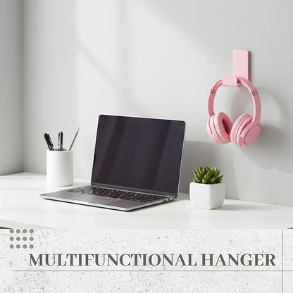 Weewooday 4 Pieces Headphone Hanger Holder Desk Adhesive Headphone Hook Wall Mount Headset Stand Acrylic Holder with Glues for General Purpose Game Earphone (Pink)
