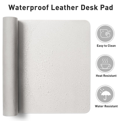 Aothia Leather Desk Pad Protector, Mouse Pad, Office Desk Mat, Non-Slip PU Leather Desk Blotter, Laptop Desk Pad, Waterproof Desk Writing Pad for Office and Home (Off-White,31.5" x 15.7")