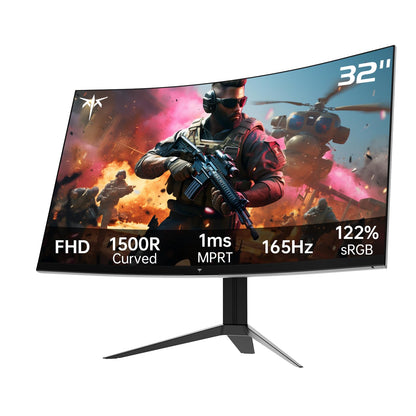 KTC 32 Inch Curved Gaming Monitor - FHD 1080p 165Hz Curve Monitor, 1500R, 1ms MPRT, Adaptive Sync, 122% sRGB, DP/HDMI, Tiltable, Eye Care, VESA, HDR10 for Gaming Home Office Business, H32S17C