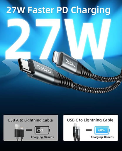 iPhone Cable Fast Charging 6FT USB C Lightning Cable 3 Pack 6 Foot Nylon Braided Type C Lightning Cord Compatible with iPhone 14 13 12 11 Pro Max Mini 8 Plus SE iPad and More