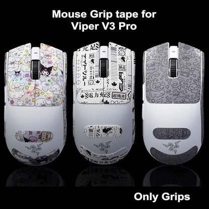 Grip Tape for Razer Viper V3 Pro - Anti-Slip,Enhanced Control, Sweat Resistance,Improves FPS Gaming Grip & Mouse Protection [Pre-Cut] Printsteam White