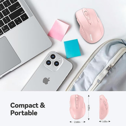 TECKNET Wireless Mouse, 2.4G Ergonomic Optical Mouse, Computer Mouse for Laptop, PC, Computer, Chromebook, Notebook, 6 Buttons, 24 Months Battery Life, 4000 DPI, 6 Adjustment Levels