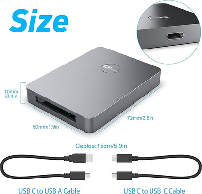 CFexpress Card Reader, USB 3.2 Gen 2 10Gbps CFexpress Tyep B Card Readers, Portable Aluminum Memory Card Adapter, Support for Thunderbolt 3/4 Port, for Professional Filmmakers, Photographers