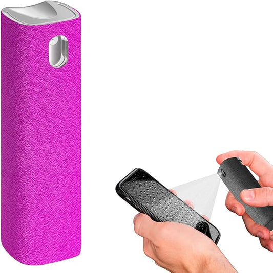 Mini Screen Cleaner Spray – Finger Proof Screen Cleaner for Smartphones, iPads, MacBooks, Laptops, Car Screens, Touchscreens – 3in1 Mist Cleaner, Microfiber Cloth and Protective Cover (Pink)