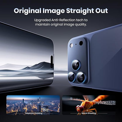 Hoerrye for iPhone 17 Pro Camera Lens Protector - [12FT Shatterproof Military Grade] [Strong Adsorption] Top 9H+ Tempered Glass Camera Screen Full Protective Cover Case Friendly,Deep Blue