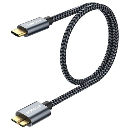 SUNGUY 10Gbps Micro B to USB C Hard Drive Cable 1.5FT, USB 3.1 USB C to Micro B, High-Speed External Hard Drive USB C Cable for iPhone 16/15 Series, MacBook Pro/Air, iPad, WD Toshiba Westgate Seagate