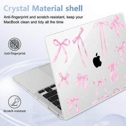 Lepeoac Case for MacBook Pro 13 inch Case M2 2022-2016 A2338 M1 A2251 A2289 A2159 A1989 A1708 A1706, Plastic Hard Shell + Keyboard Cover + Dust Plug, Bowknot