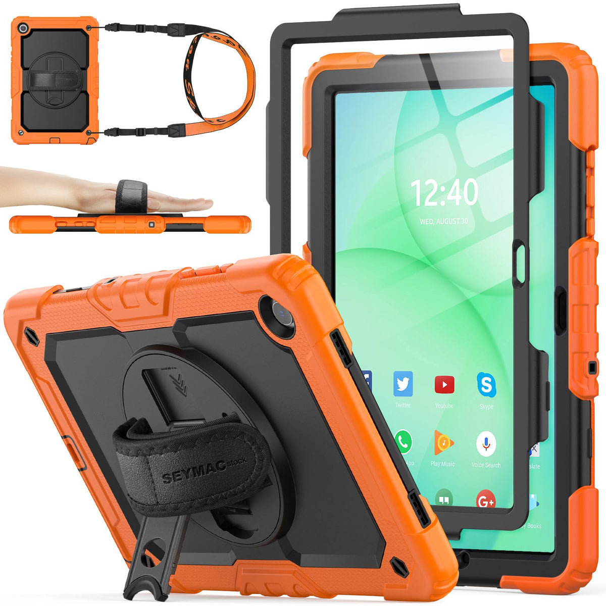SEYMAC stock Case for Samsung Galaxy Tab A11+ Plus/A9+ Plus 11'', Full-Body Drop Protection Case with Screen Protector Pencil Holder [360° Rotating Hand Strap] &Stand, Purple+Colorful