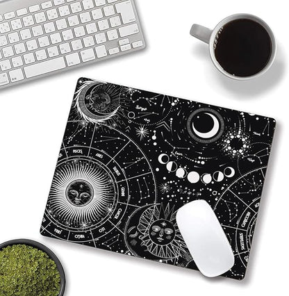 Moon Sun Mouse Pad - Custom Design, Waterproof, Non-Slip Rubber Base, Office Laptop, 9.5"x7.9"x0.12" Inch