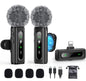 GoorDik Wireless Lavalier Microphone for iPhone, Android, USB C, PC, Camera Video Recording 4 in 1 Clip-on Mics with Rotatable Clip&Denoise Recording, for Vlog Tiktok YouTube Podcast Content Creator