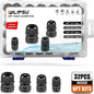 QILIPSU 32pcs NPT Cable Gland Kits 1/4" 3/8" 1/2" 3/4" Waterproof IP68 Nylon Cable Pass Through Cord Grip Connector Strain Relief Wire Grommet