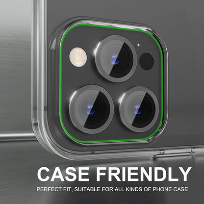 Choiche [3+1 for iPhone 14 Pro/iPhone 14 Pro Max Camera Lens Protector, 9H Tempered Glass Camera Cover Screen Protector Metal Ring Decoration Accessories (Black)