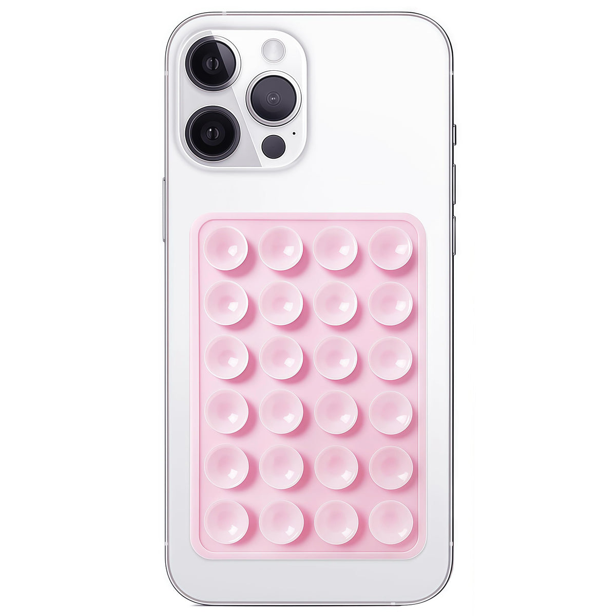 Anteel Silicone Suction Phone Case Mount, Non Slip Sticky Phone Grip for Cellphone, Silicon Adhesive Suction Cup Phone Mount, Strong Grip Holder for Selfies and Videos (Light Pink)