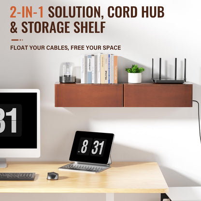 Cinati Large Cable Management Box, 15.8" Wooden Cable Organizer for Floor Wires Storage, Wall Mount Cord Hider Box for Electrical Cord Management, Power Strip Wire Organization for Desktop Home Office