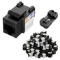 iwillink 10Gbps Cat6 Keystone Jack and Punch-Down Stand, 50-Pack, RJ45 Ethernet Keystone Jacks, 90-Degree UTP Modular Punch Down Keystone Jack Adapter, Black
