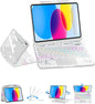 SIBEITU Keyboard Case for iPad A16 11th Gen 11" 2025 & 10th Gen 10.9" 2022, Clear Wireless Keyboard Protective Cover with Multi-Touch Trackpad, 7-Color Backlight & 3-Brightness, 360 Rotatable, White
