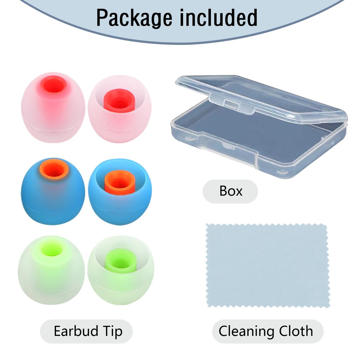 MMYQXI Silicone Replacement Earbud Tips Earbud Covers Ear Tips Fit for in-Ear Headphones (Inner Hole 3.8mm -5.1mm) Earbud Replacement Tips 9 Pairs, S/M/L