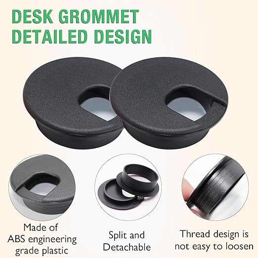 5 Pcs Desk Grommet 1-1/2" / 38 mm, Desk Cord Hole Cover, Cable Grommet ABS Plastic, Desk Hole Grommet for Home & Office Pc, Detachable Cable Cord Organizer-White